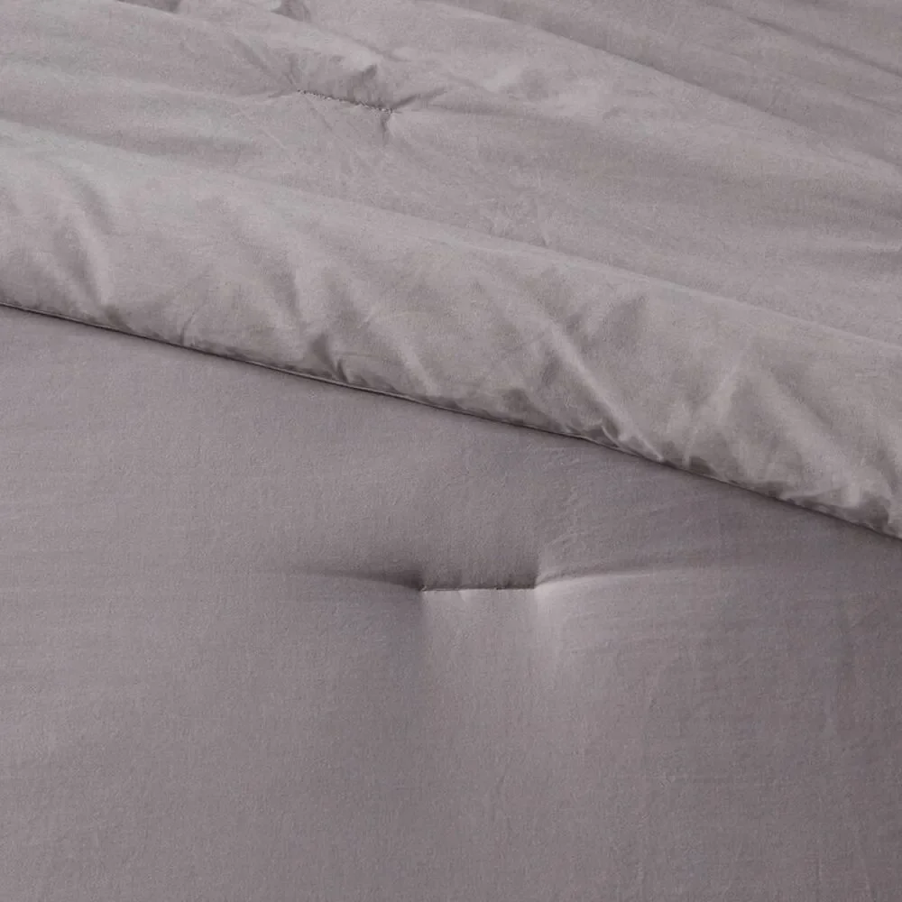 Twin/Twin XL 250TC Washed Cotton Sateen Comforter Set - Dark Gray